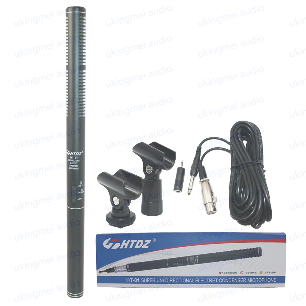 HTDZ HT-81 – Micrófono Shotgun Cardioide de Condensador para Entrevistas y Cámaras DSLR