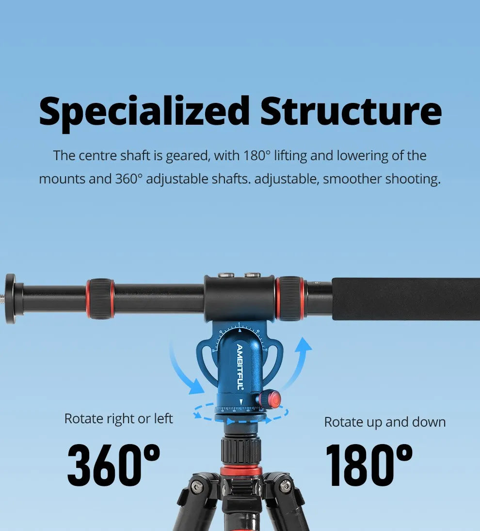 AMBITFUL GM104 Aluminium alloy tripod extenged crossbar ledgth 48-106cm adjuatbale for sony Canon Fuji nikon and mobile phone