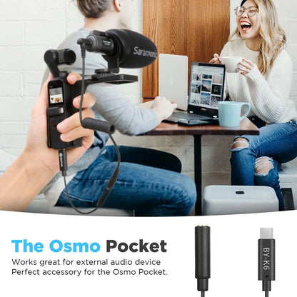 OYA BY-K6 – Cable Adaptador de Audio 3.5mm TRS a USB-C para DJI OSMO Pocket 1/2
