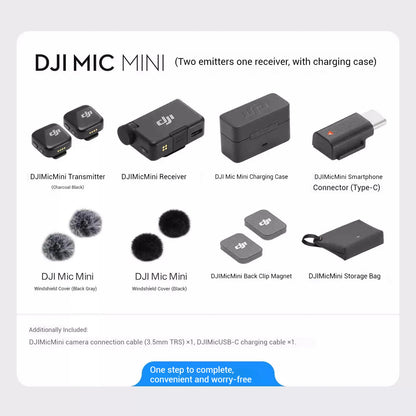 DJI Mic Mini (2TX + 1RX con Estuche de Carga) – 48h de Operación + Cancelación de Ruido Activa