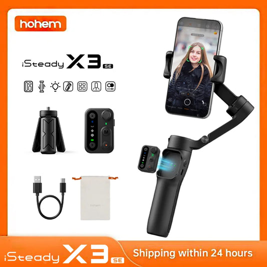 Hohem iSteady X3 SE 3-Axi Gimbal Stabilizer with Remote Control and Foldable Phone Stabilizer for iPhone/Samsung/Xiaomi/HuaWeii