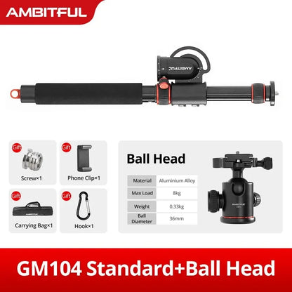 AMBITFUL GM104 Aluminium alloy tripod extenged crossbar ledgth 48-106cm adjuatbale for sony Canon Fuji nikon and mobile phone