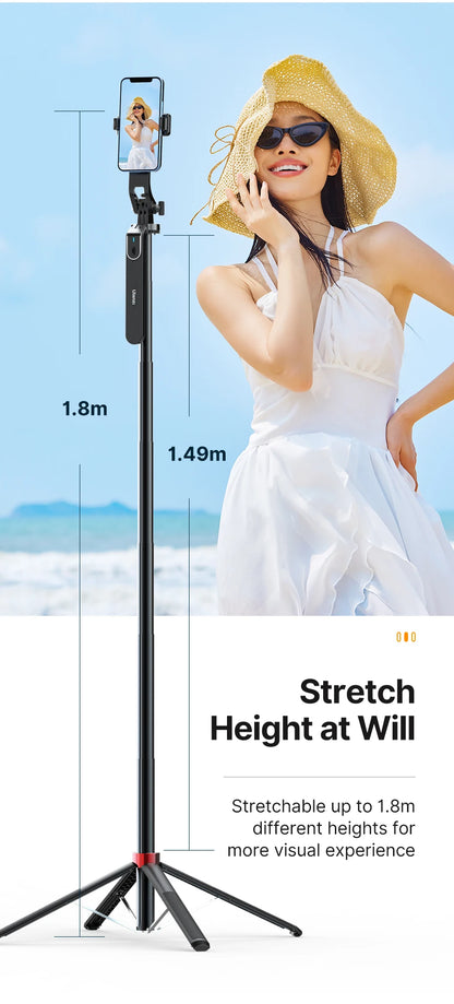 Ulanzi MA09 Smartphone Tripod Bluetooth Selfie Stick Desktop Tripod  for iPhone 12 13 14 GoPro Card Camera Live Streaming Video
