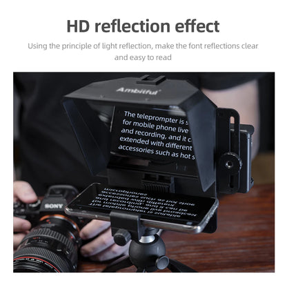 Teleprompter Portátil AMBITFUL Mini – Compatible con Smartphones y Cámaras