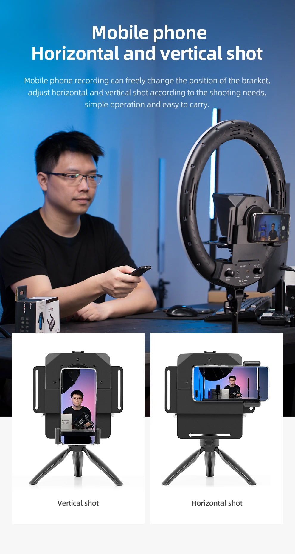 Teleprompter Portátil AMBITFUL Mini – Compatible con Smartphones y Cámaras