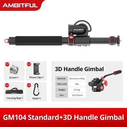AMBITFUL GM104 Aluminium alloy tripod extenged crossbar ledgth 48-106cm adjuatbale for sony Canon Fuji nikon and mobile phone