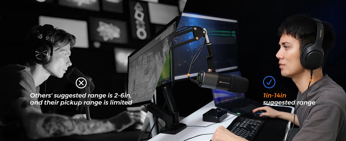 NearStream USB/XLR Mic Set – Micrófono Dinámico Profesional con Brazo Boom para Podcast, Gaming y Streaming